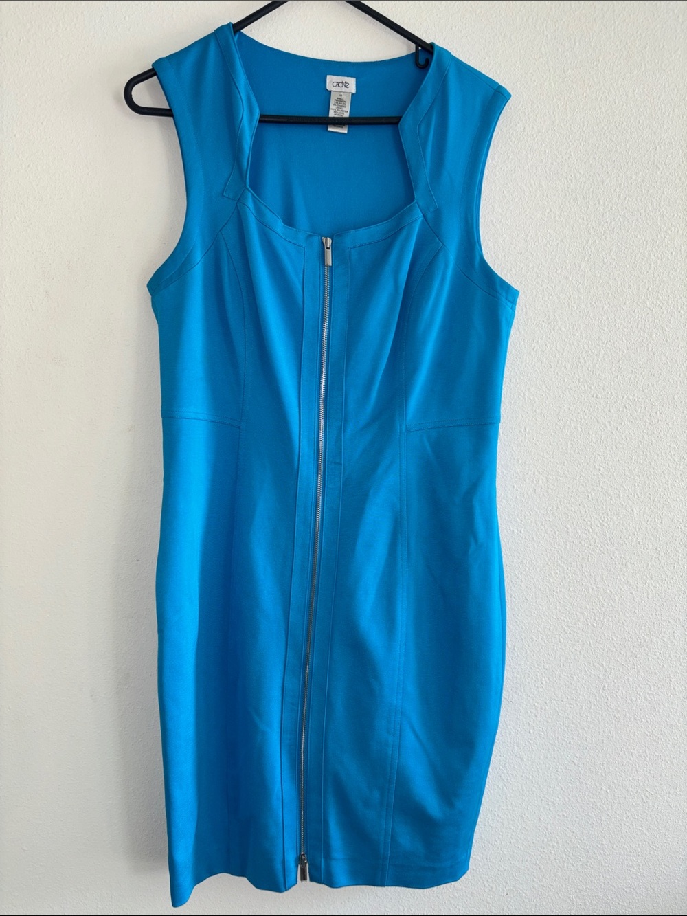 Cache Vibrant Turquoise Zip-Front Midi Dress